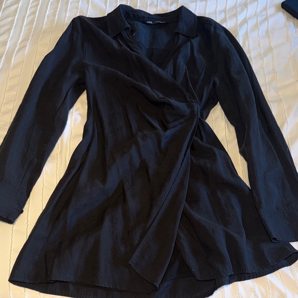 Zara Black Wrap Blouse